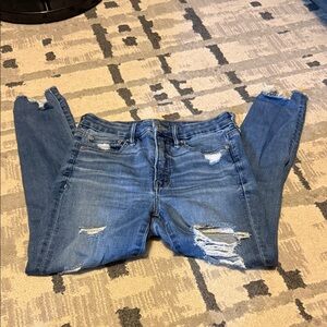 American Eagle Outfitters Ripped Blue Skinny Jeans